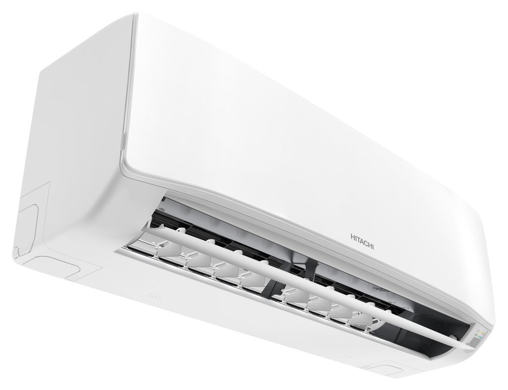Hitachi airHome 400 indoor unit — representative manufacturer-family product photo; cabinet size varies by capacity
