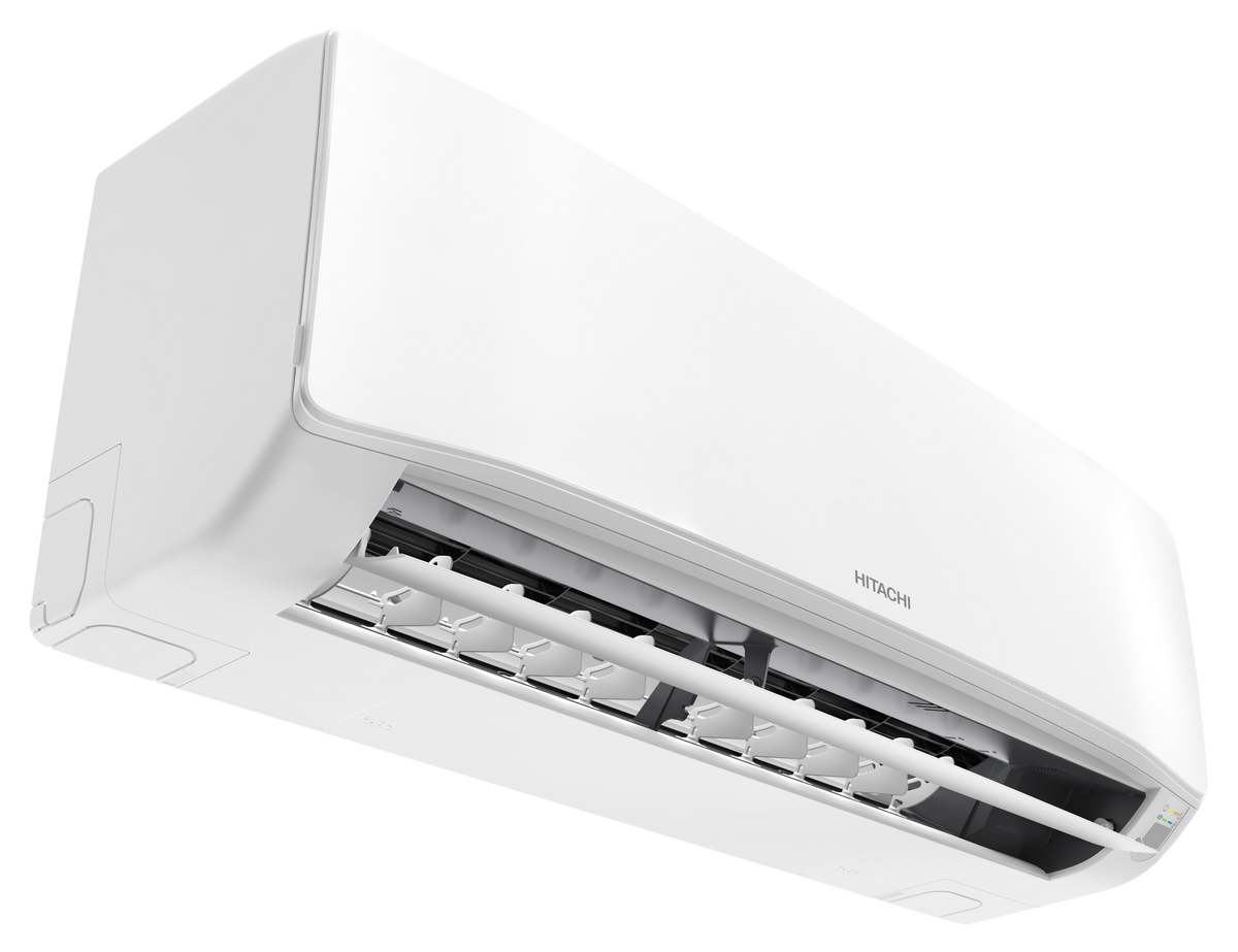Hitachi airHome 400 indoor unit — representative manufacturer-family product photo; cabinet size varies by capacity